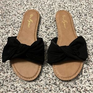 Lynx Womens Black Bow Sandal 8.5